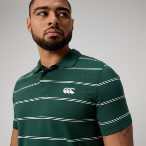 MENS YARN DYE STRIPE POLO GREEN