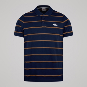 MENS YARN DYE STRIPE POLO NAVY
