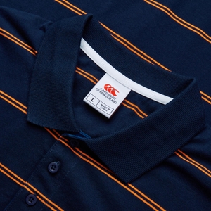 MENS YARN DYE STRIPE POLO NAVY