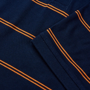 MENS YARN DYE STRIPE POLO NAVY