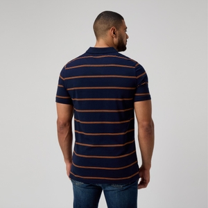 MENS YARN DYE STRIPE POLO NAVY