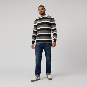 MENS YARN DYE STRIPE RUGBY GREEN