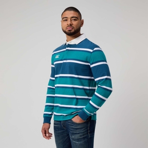 MENS ENGINEERED STRIPE RUGBY BLUE