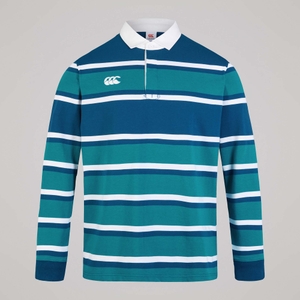 MENS ENGINEERED STRIPE RUGBY BLUE