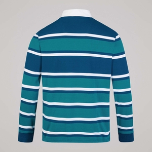 MENS ENGINEERED STRIPE RUGBY BLUE