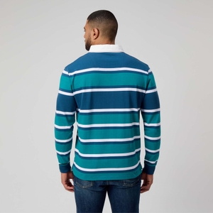 MENS ENGINEERED STRIPE RUGBY BLUE