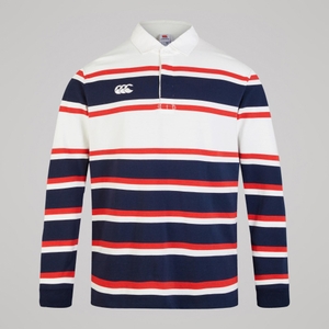 MENS ENGINEERED STRIPE RUGBY EGRET