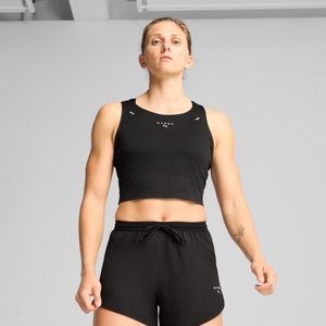 W PUMA x HYROX ULTRASPUN CROP TANK - Black