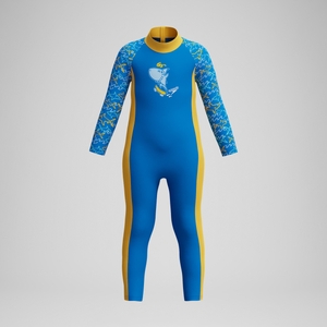 Infant Boys Learn to Swim Sun Protection All-In-One Suit Blue/Yellow - 6YRS