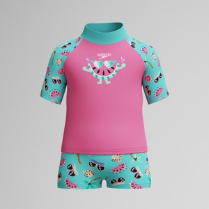 SPEEDO DIGI PT SS RASH TOP SET PINK - 6YRS