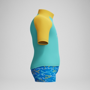 Ensemble rashguard Bébé Garçon Learn to Swim bleu/jaune