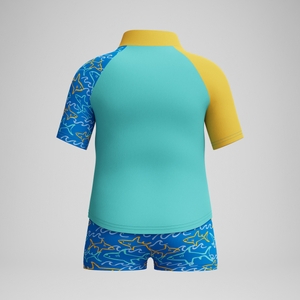 Ensemble rashguard Bébé Garçon Learn to Swim bleu/jaune