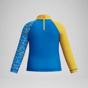 T-shirt rashguard Bébé Garçon Learn to Swim à manches longues bleu/jaune