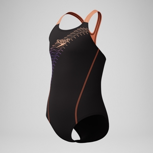 Girls Medley Logo Medalist Swimsuit Black/Peach
