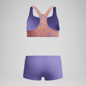 Mädchen Boyleg Bikini mit Allover-Print Violett/Gelb