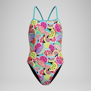 Women's Club Training Printed Turnback Swimsuit Green - 28