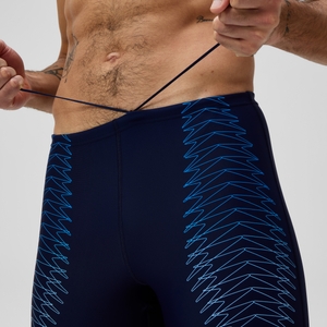 Herren Duo mittellange Schwimmhose mit Logo-Print Marineblau/Blau