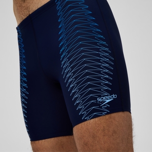 Herren Duo mittellange Schwimmhose mit Logo-Print Marineblau/Blau