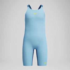 Mädchen Fastskin Endurance+ Max Kneeskin mit offenem Rücken Blau