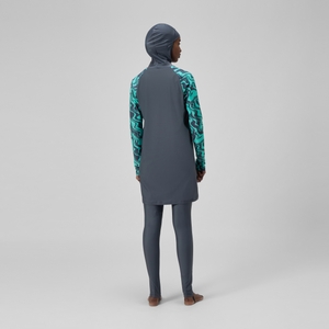 Damen dreiteiliges Schwimm-Set Grau/Grün