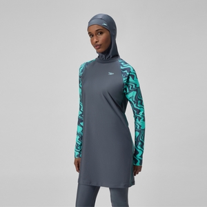 Damen dreiteiliges Schwimm-Set Grau/Grün