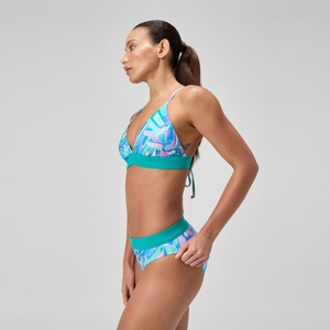 Damen Triangel-Bikini mit Schnürung und Print Grün/Pink