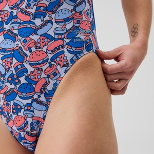 Women's Club Training Printed Web Back One Piece Blue/Orange