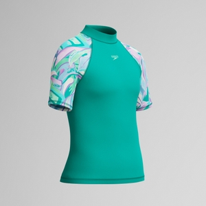 Girls Short Sleeve Rashguard Turquoise