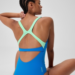 Maillot de bain Femme à bande flexible avec soutien-gorge intégré bleu/turquoise
