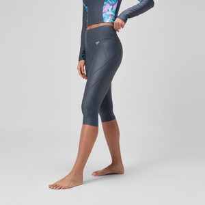Women's Solid Panel 3/4 Leggings Grey