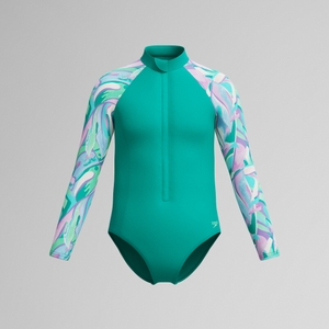SPEEDO PT LS SWIMSUIT BLUE/GREEN - 9-10