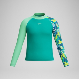 T-shirt rashguard Garçon à manches longues turquoise