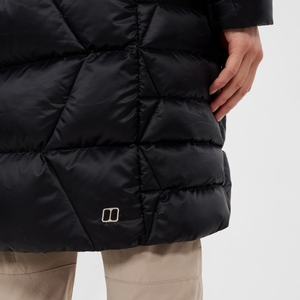 Explorer lange Daunenjacke für Damen - Schwarz