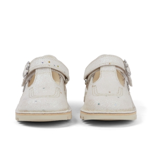 Infant Unisex Kick T-Bar Glitter Shoes White