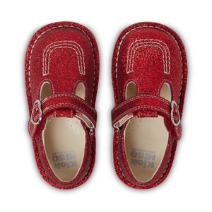 Infant Unisex Kick T-Bar Glitter Shoes Red