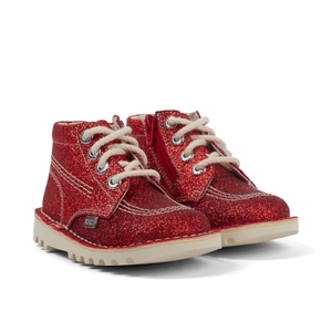 KICKERS KICK HI GLITTER TEXT IU RED - 11.