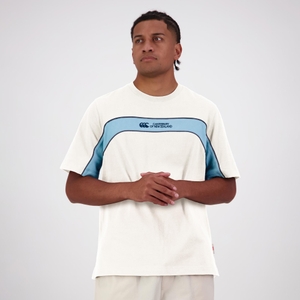MENS HERITAGE PANELLED T-SHIRT WHITE - S