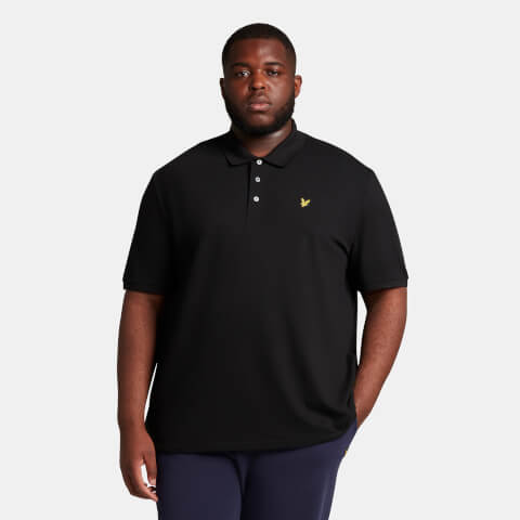 Men's Plain Polo Shirt - Jet Black - Plus
