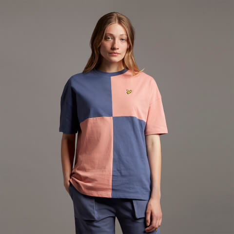 Women's Patchwork T-Shirt - Warm Rose/Nightshade Blue