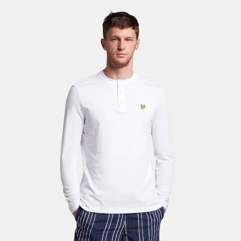 Men's Long Sleeve Henley T-Shirt - White