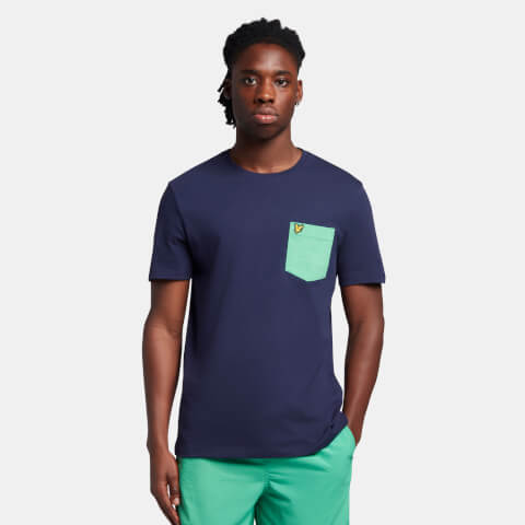 Men's Contrast Pocket T-Shirt - Navy/Green Glaze