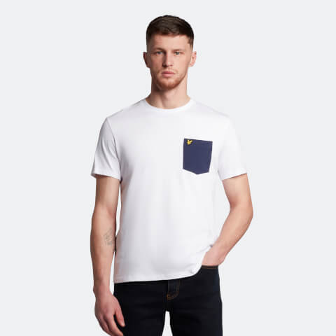 Men's Contrast Pocket T-Shirt - White/Navy
