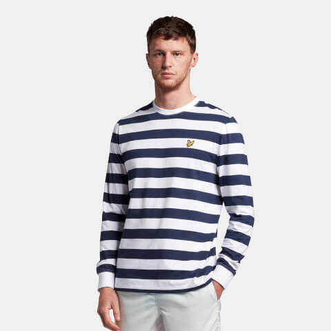 Men's Striped Long Sleeve T-Shirt - Navy/White