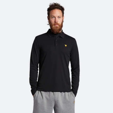 Men's Golf Long Sleeve Technical Polo Shirt - Jet Black