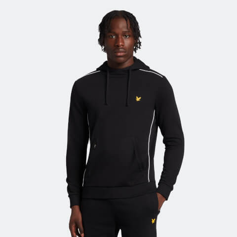 Men's Sports Hoodie with Contrast Piping - Jet Black