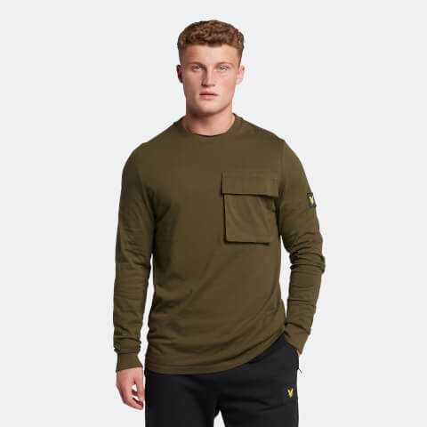 Men's Casuals Pocket Long Sleeve T-Shirt - Olive