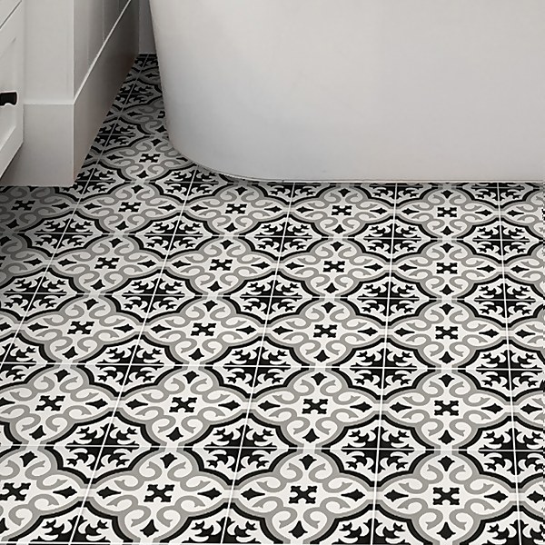 Homebase Black Vinyl Floor Tiles | Floor Roma