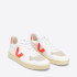 Veja Women's V-10 Vegan Trainers - White/Orange Fluo/Butter Sole