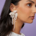 Sister Jane Pirouette Bow Satin and Faux Pearl Earrings