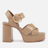 See by Chloé Women's Lyna Leather Platform Heeled Sandals - Beige